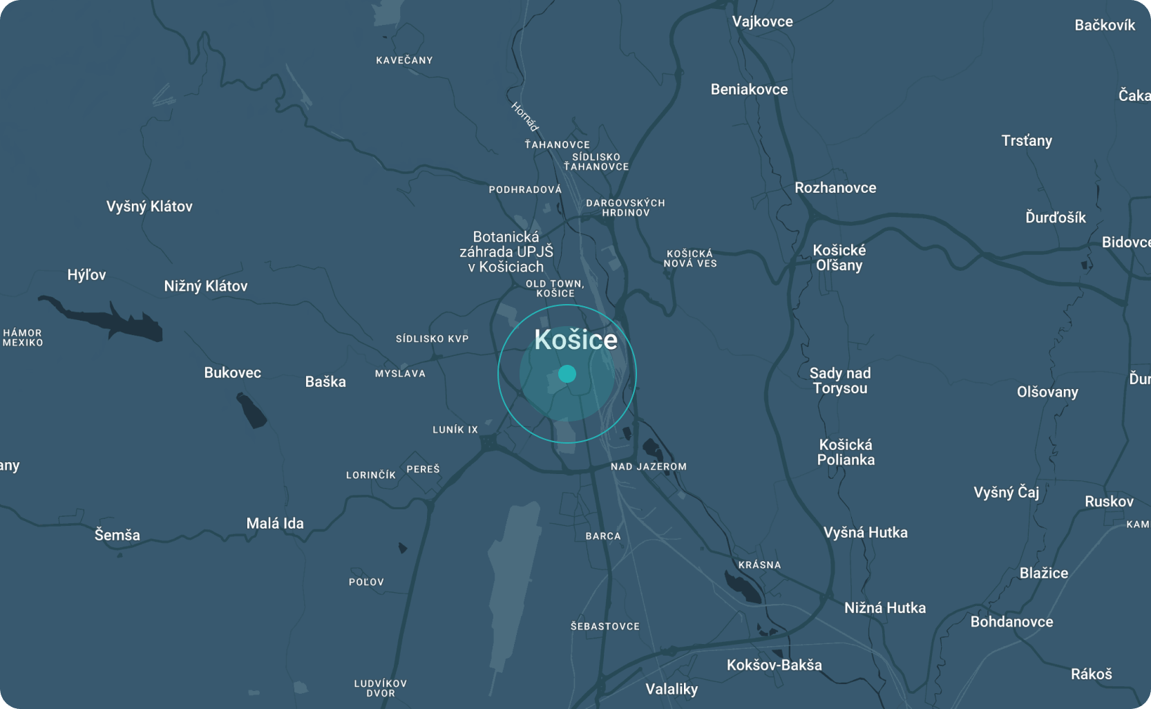 Poloha sídla spoločnosti AGADEX v Košiciach